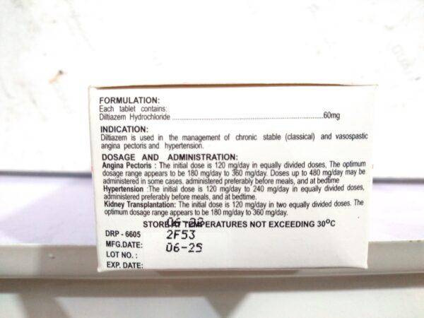 Diltiazem 60mg TABLET NOVOPTIN(San Marino)100's - Image 2
